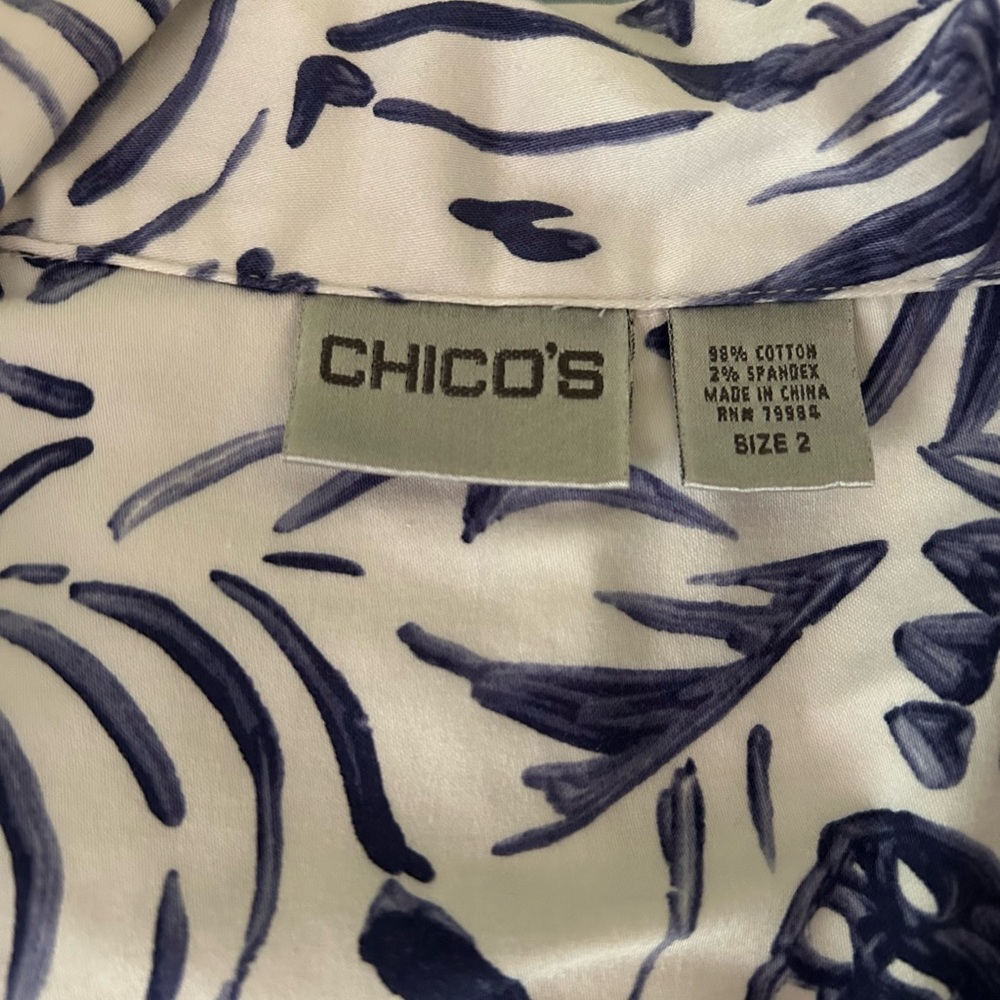 Chico's White and Blue Blazer with Floral Print - Picture 5 of 6